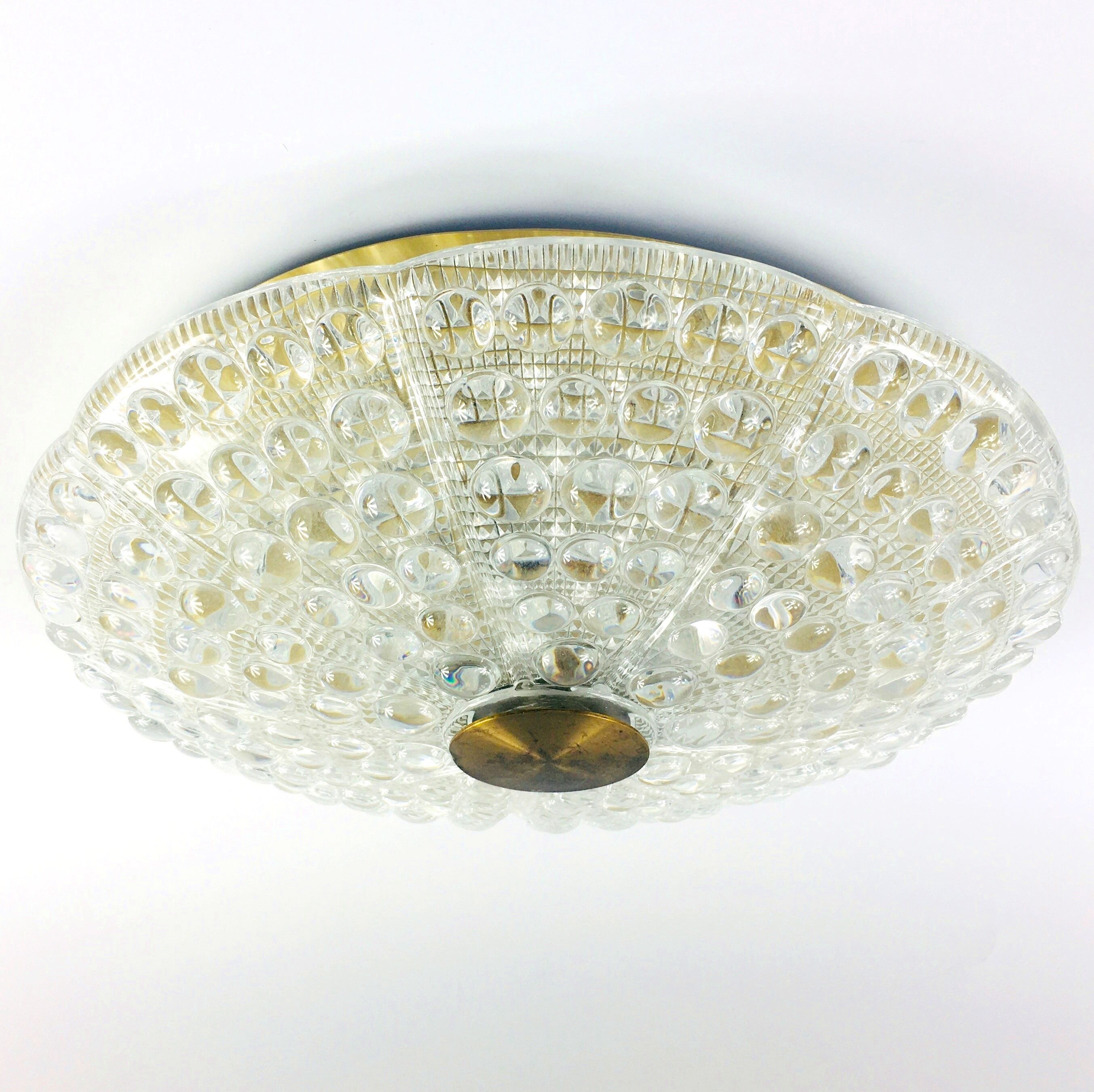 Scandinavian glass ceiling lamp by Carl Fagerlund for Orrefors, Sweden, 1960s