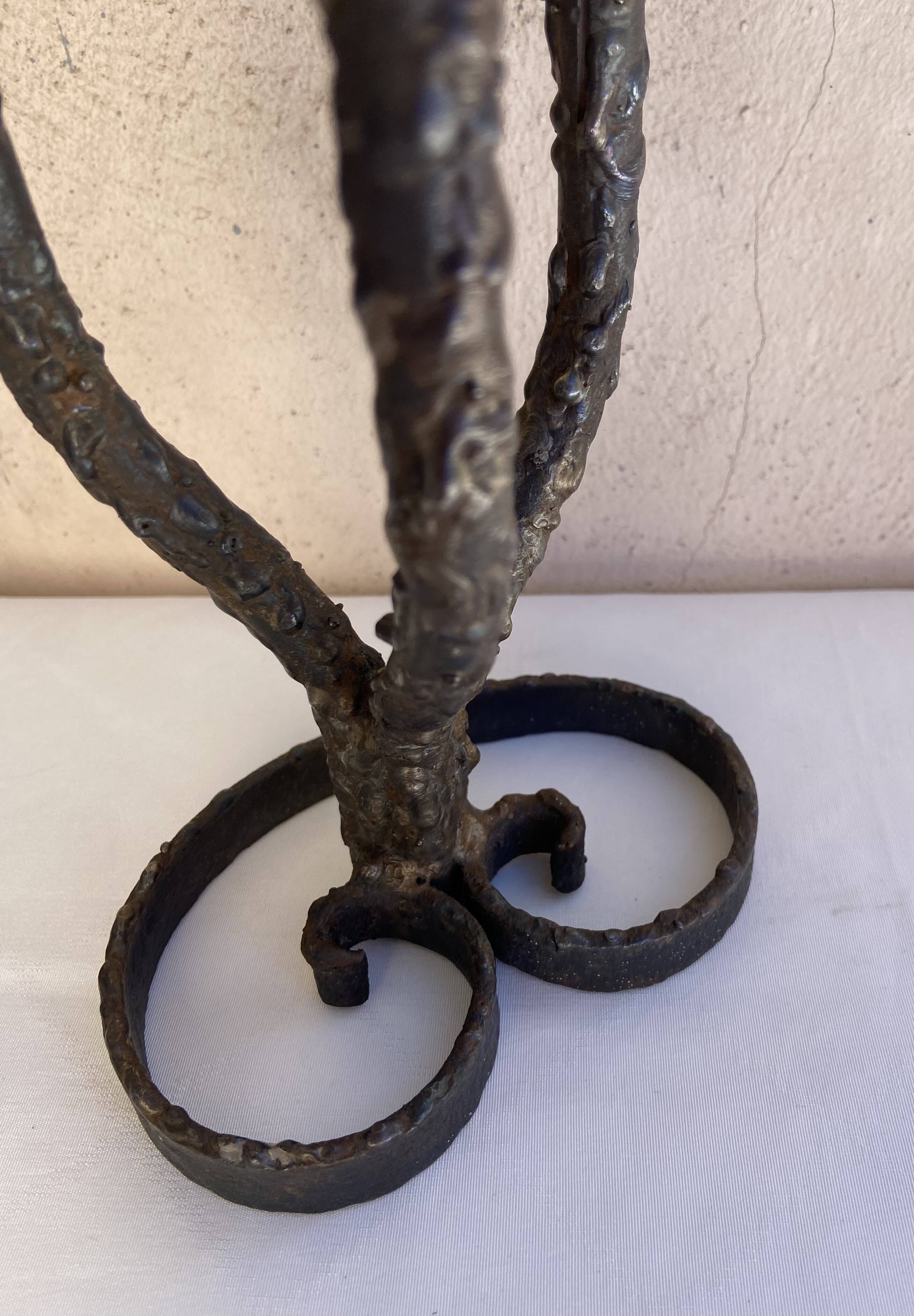 Brutalist iron candle holder