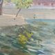 Painting "View of the Seine with tugboat" Paris signed circa 1950