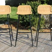 3 tabourets rotin et métal noir dirk van sliedregt