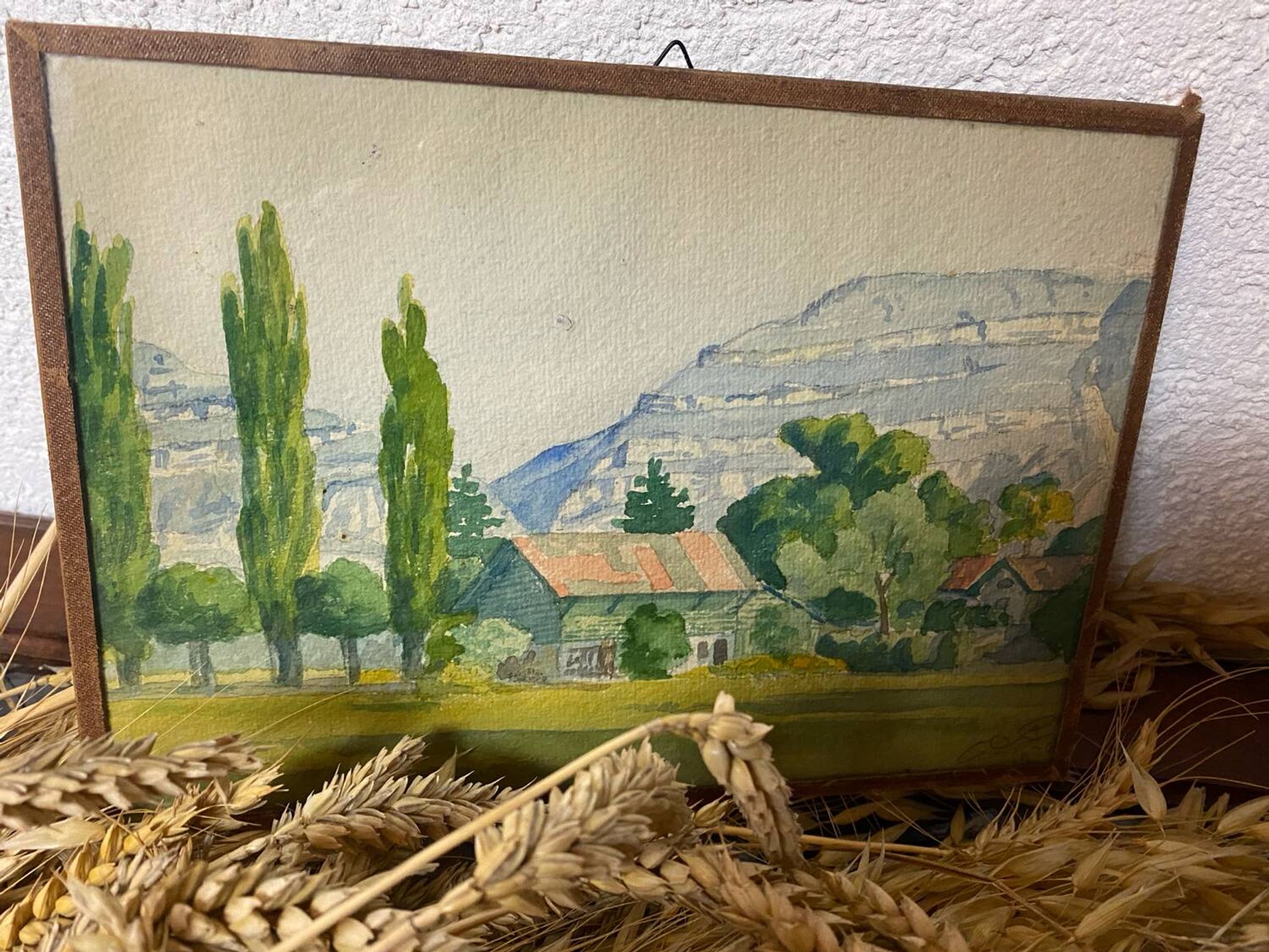 Aquarelle ancienne paysage savoyard