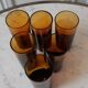 Set of 6 amber glasses with thick bottom 60s-70s