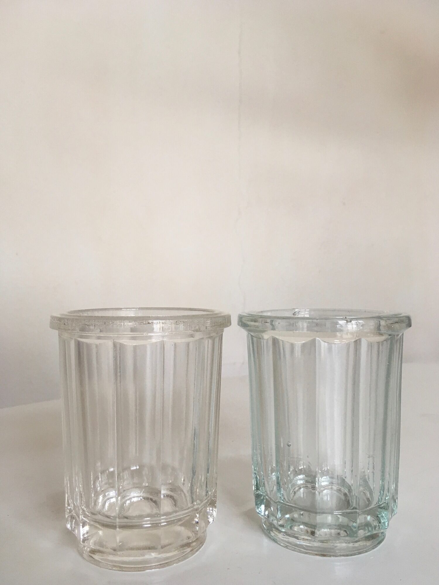 Pair of pots to jams in glass fluted on foot early 20th e