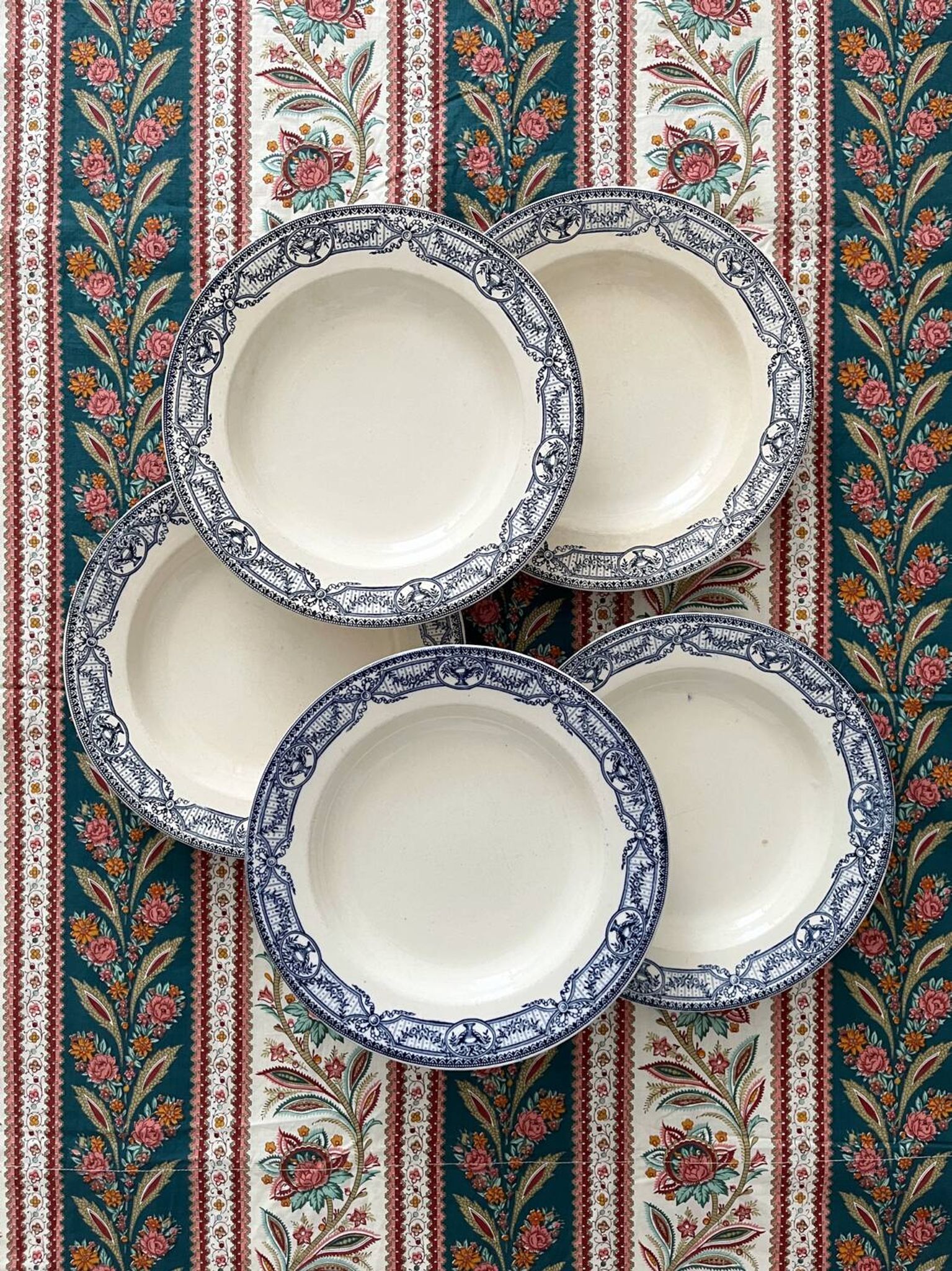 5 assiettes creuses terre de fer « Directoire » Salins