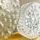 Pair round glass flush mount wall sconces