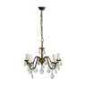 Old chandelier, suspension with tassels, 3-pointed light fixture.