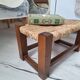 Marche pied / Tabouret en bois et paille