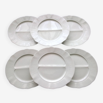 6 pillivuyt white porcelain asparagus plates