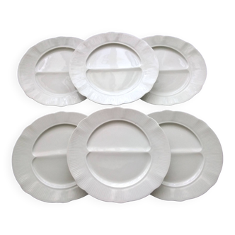6 assiettes à asperges en porcelaine blanche pillivuyt