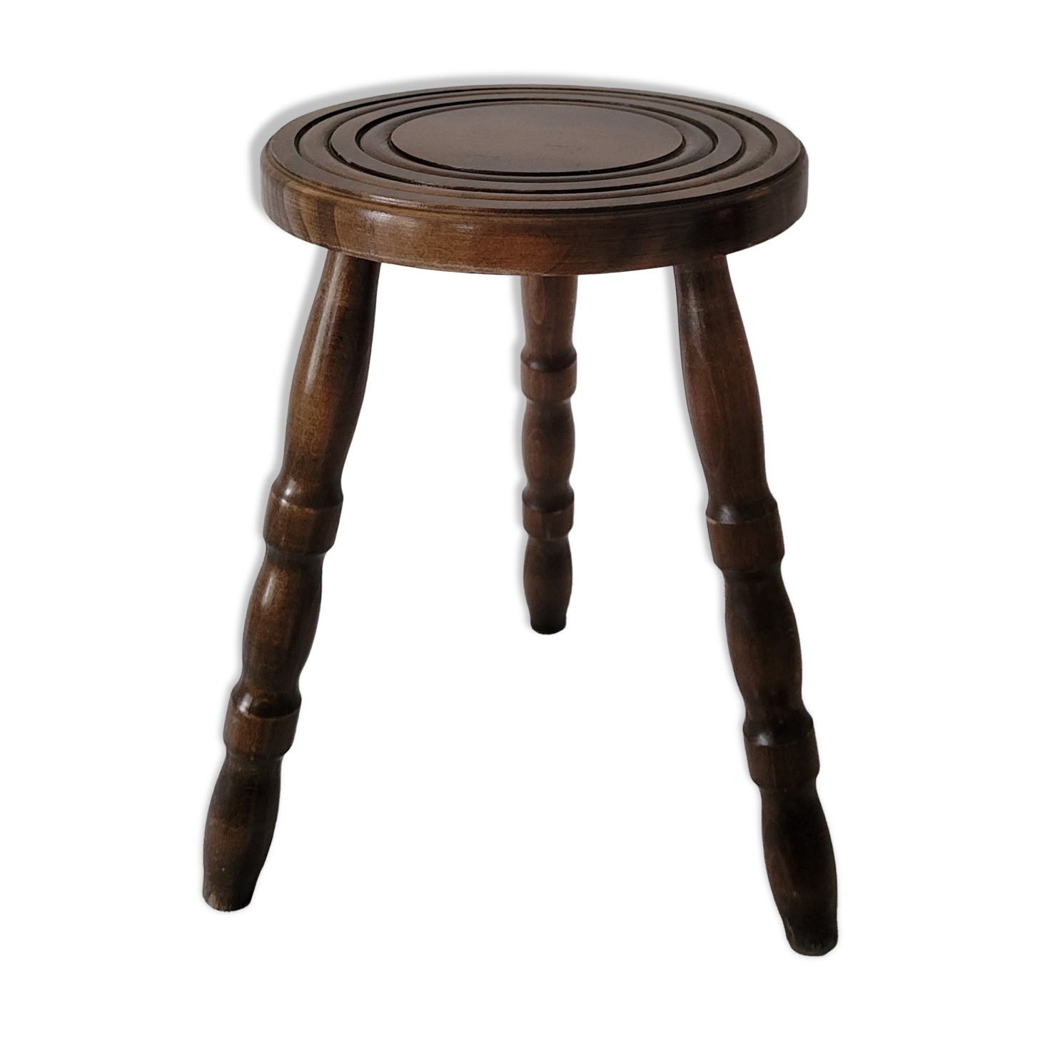 Brutalist stool in turned wood