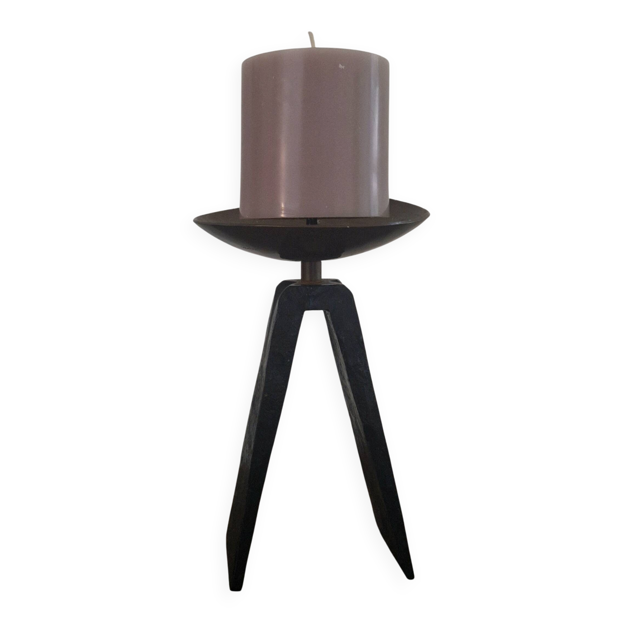 Brutalist candle holder from the '60s, made of cast iron and copper from the former GDR.