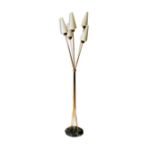 Lampadaire vintage 5 branches avec verre tulipe