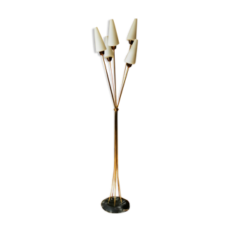 Vintage 5-pointed lamppost with tulip glass