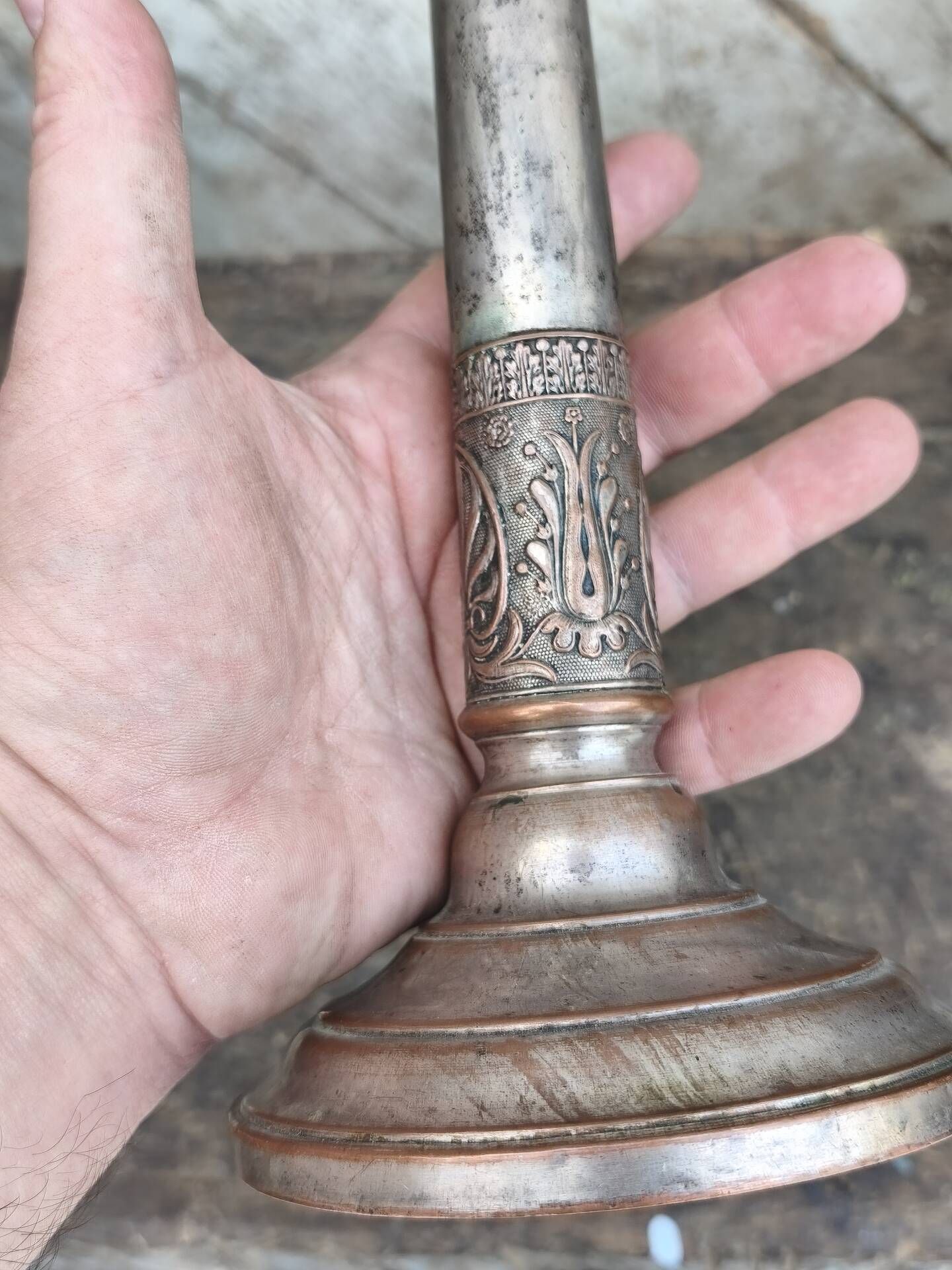 Pair of 19th-century copper candlesticks