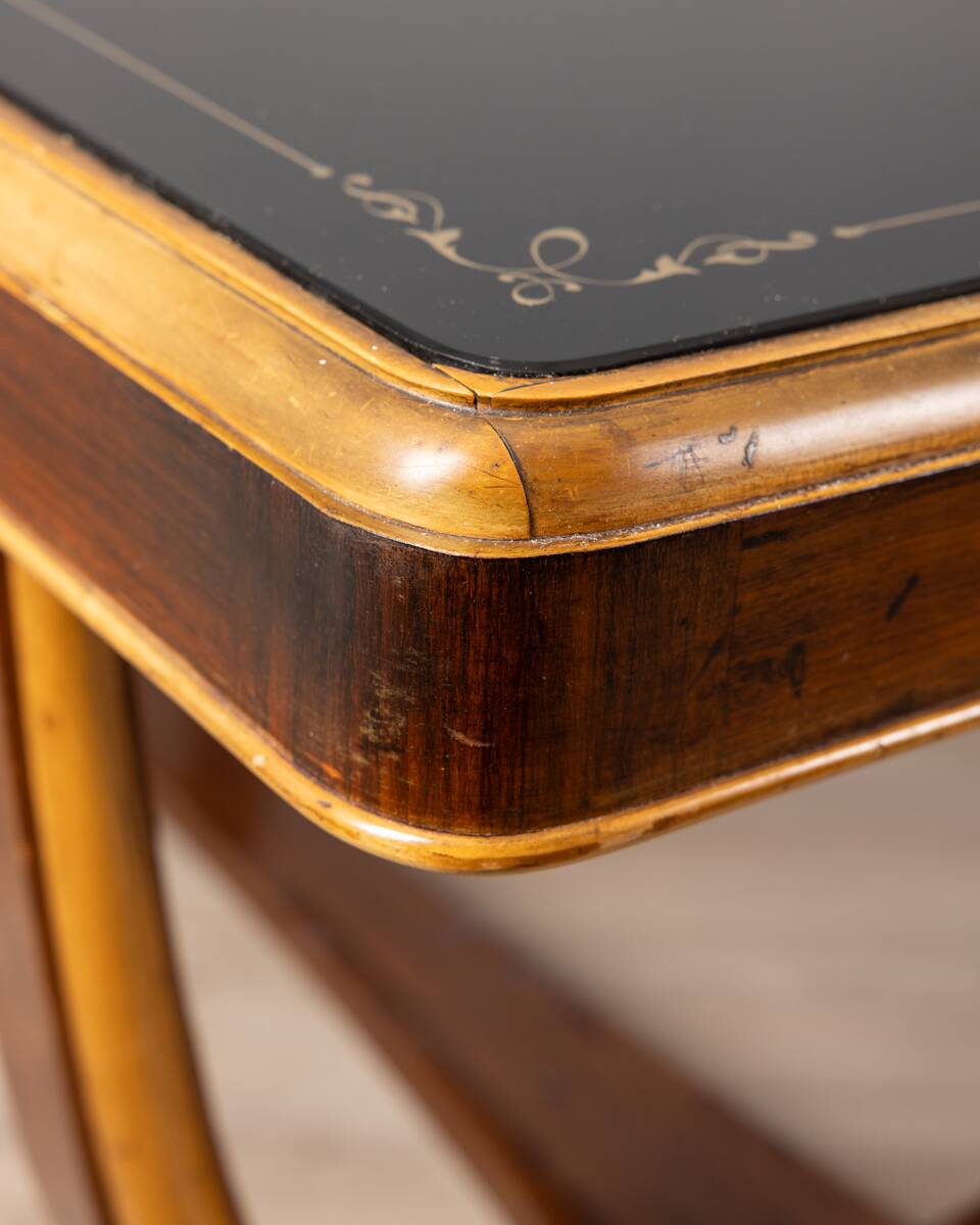 Table en bois et verre Art Déco, Italie années 1930