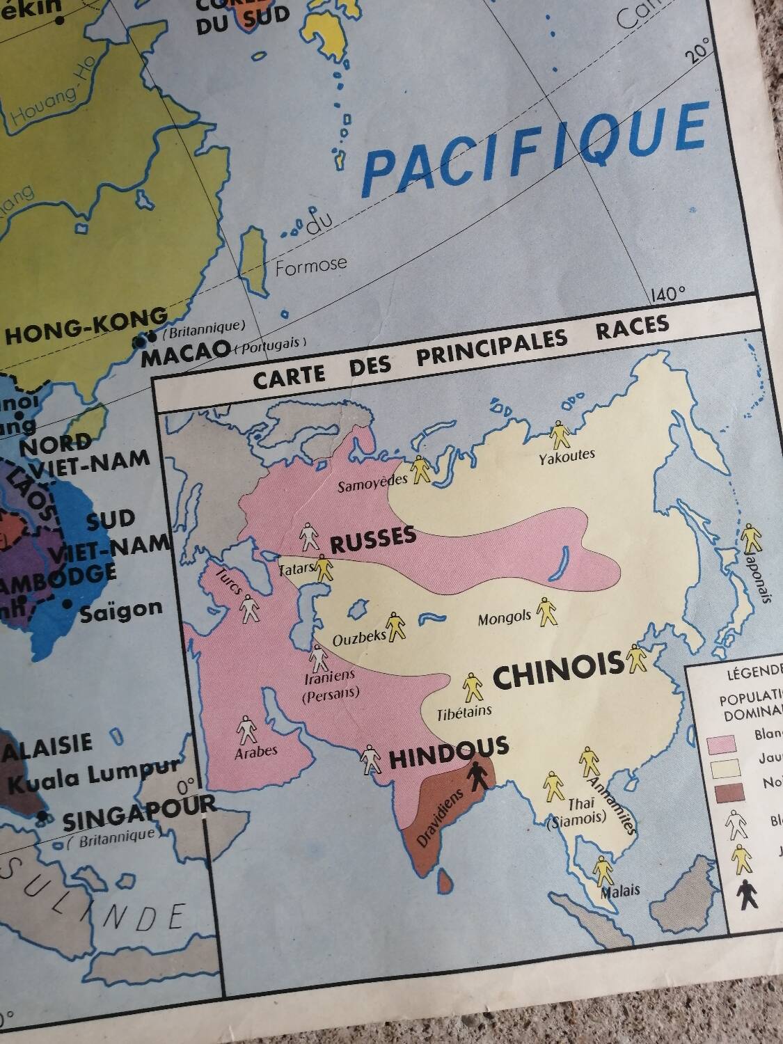 Vintage school map mdi Asia USSR - South America.