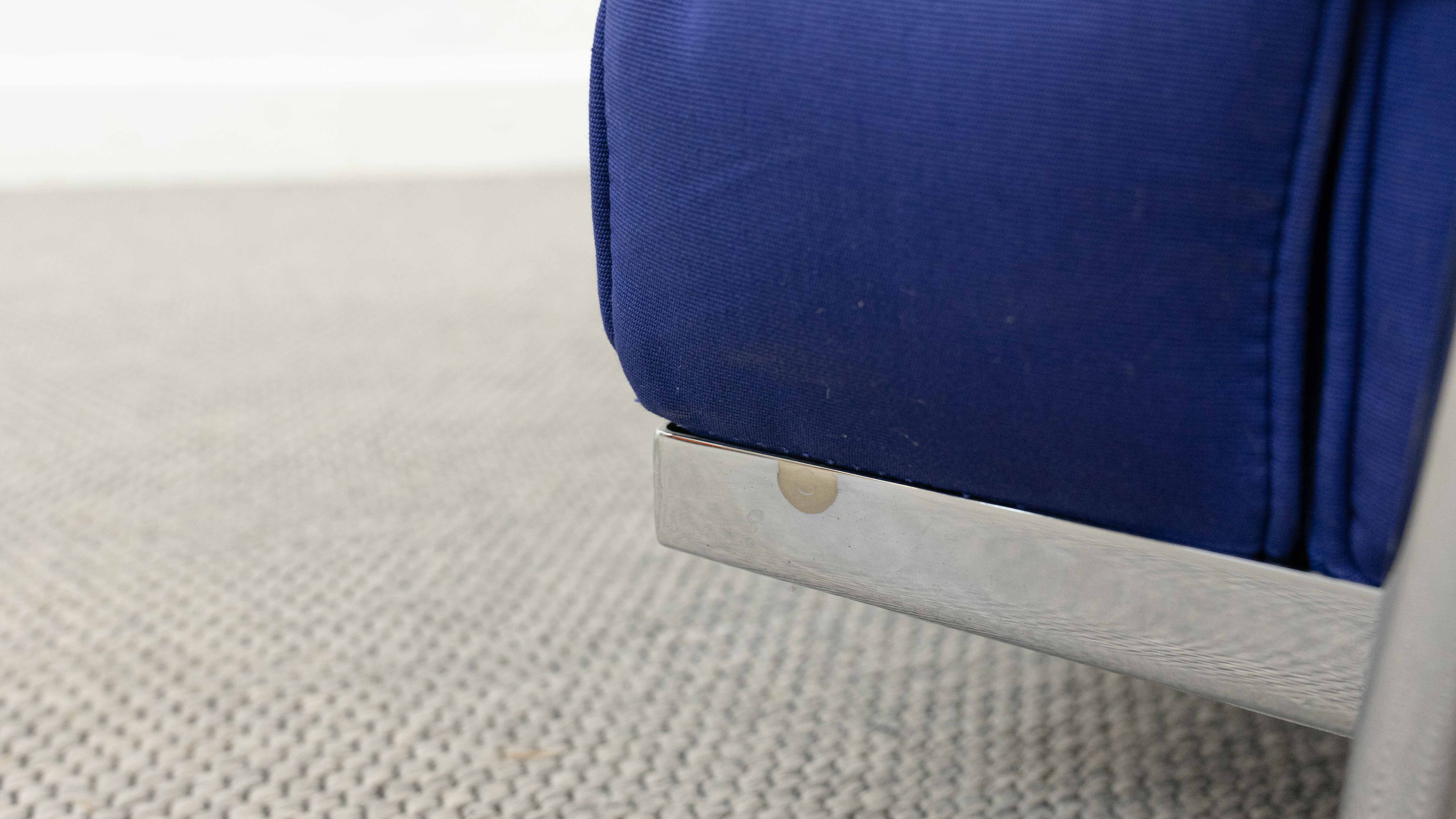 Cassina LC2 3seat Sofa by Charlotte Perriand, Le Corbusier and Pierre Jeanneret in blue fabrics