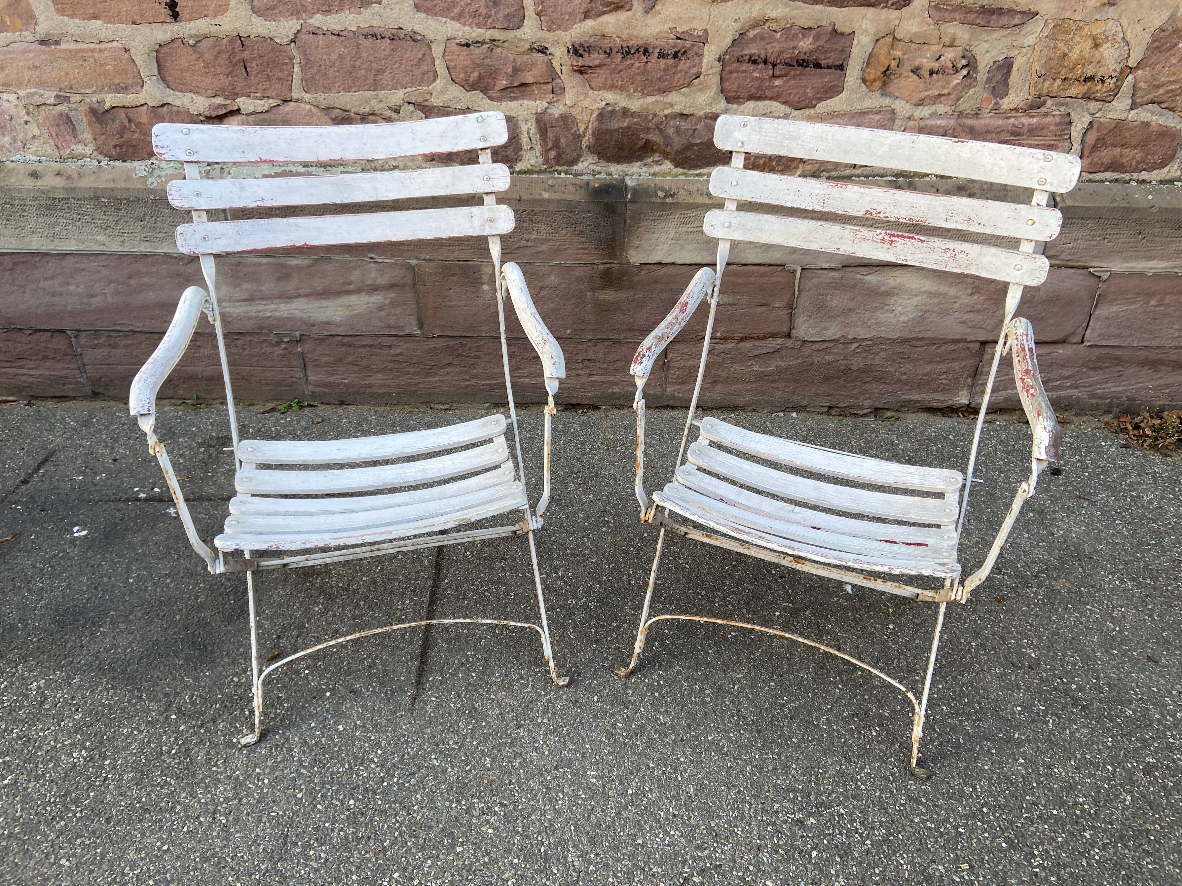 Paire de fauteuils chaises de jardin fer forgé vintage