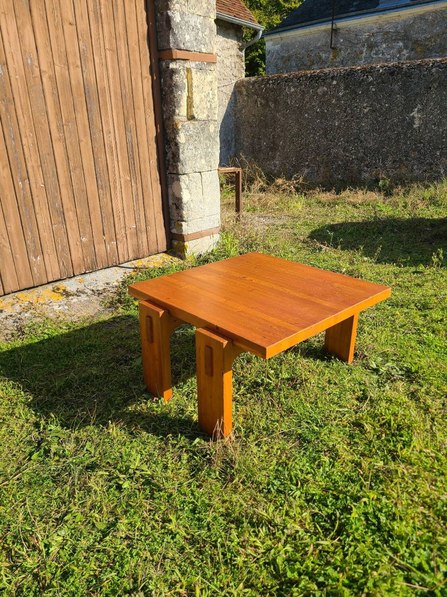 Solid pine coffee table, 1970s