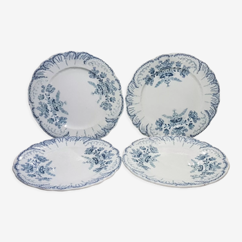 Set of 4 dessert plates in earthenware of St Amand model Regency, iron earth