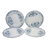 Set of 4 dessert plates in earthenware of St Amand model Regency, iron earth