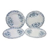 Lot de 4 assiettes à dessert en faïence de St Amand modèle Régence, terre de fer