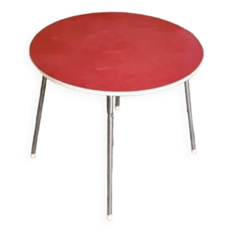 table pliante ronde rouge vintage
