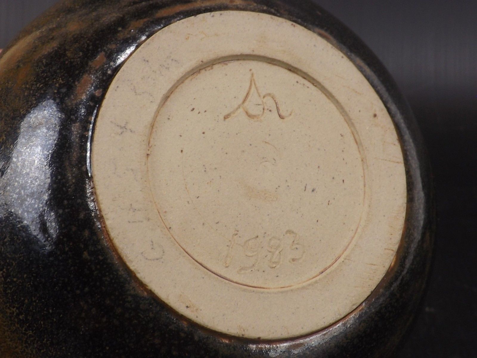 1983 sandstone cut enamels shiny and glaze cooking inside Bullée,Signed