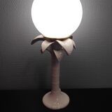 Italian white ceramic palm lamp and opaline globe