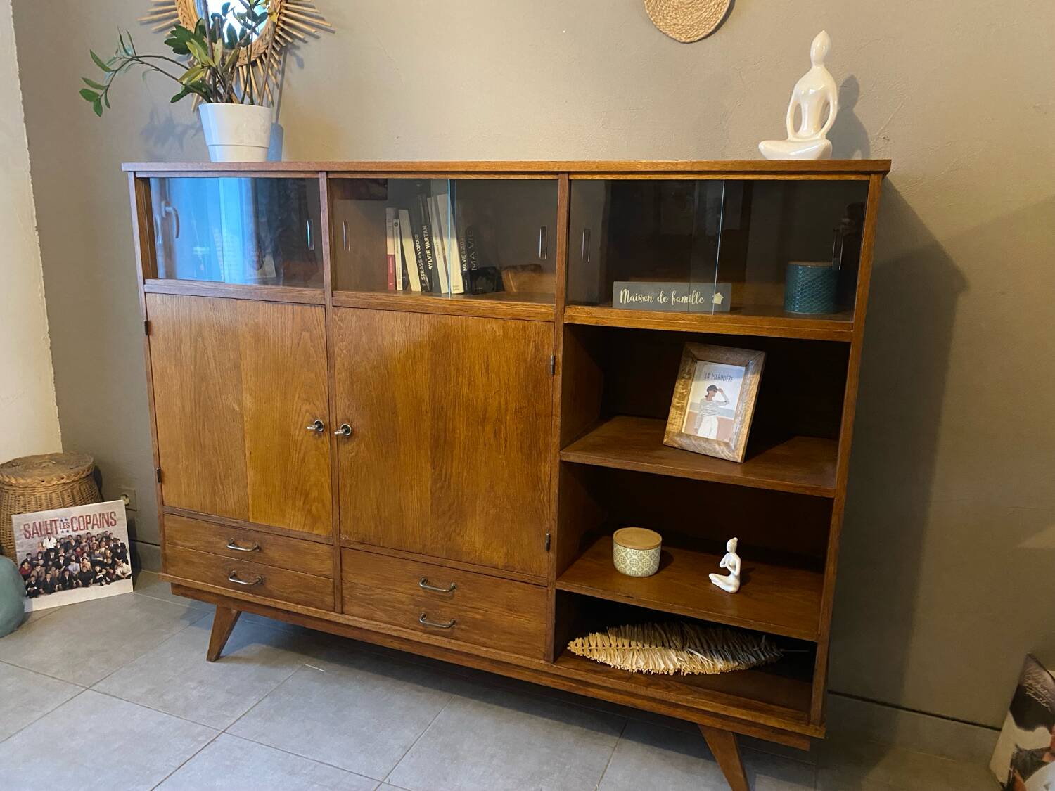 High oak sideboard, 1960s