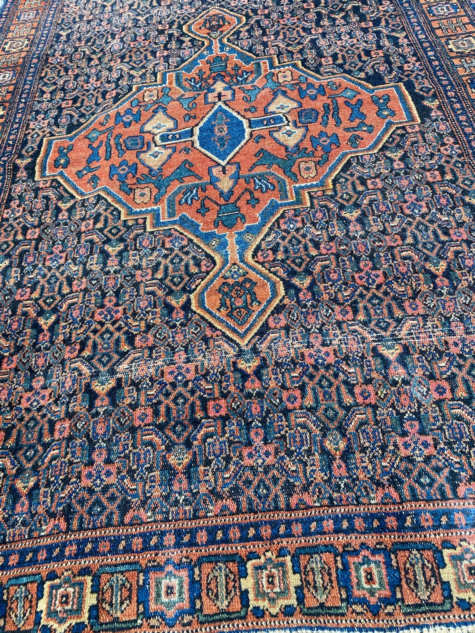 Tapis ancien persan d’orient senneh fait main 102x139 cm