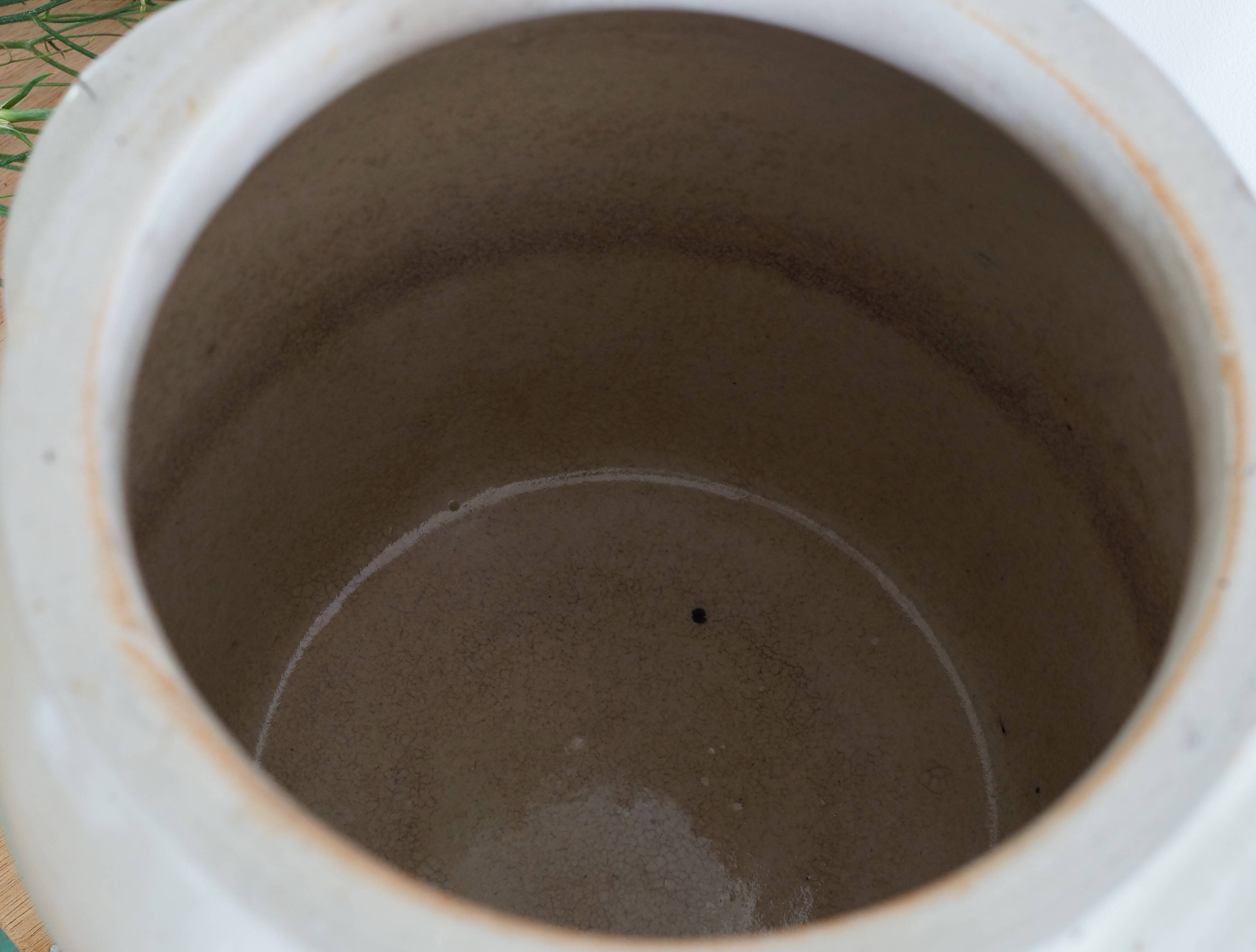 Large old stoneware confit pot