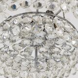 Grand lustre en laiton nickelé Bakalowits avec cristaux en diamant, Autriche, 1950