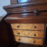 Desk, English writing desk with glass-fronted bookcase