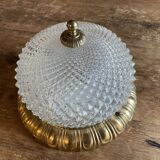 Vintage glass and brass ceiling lamp