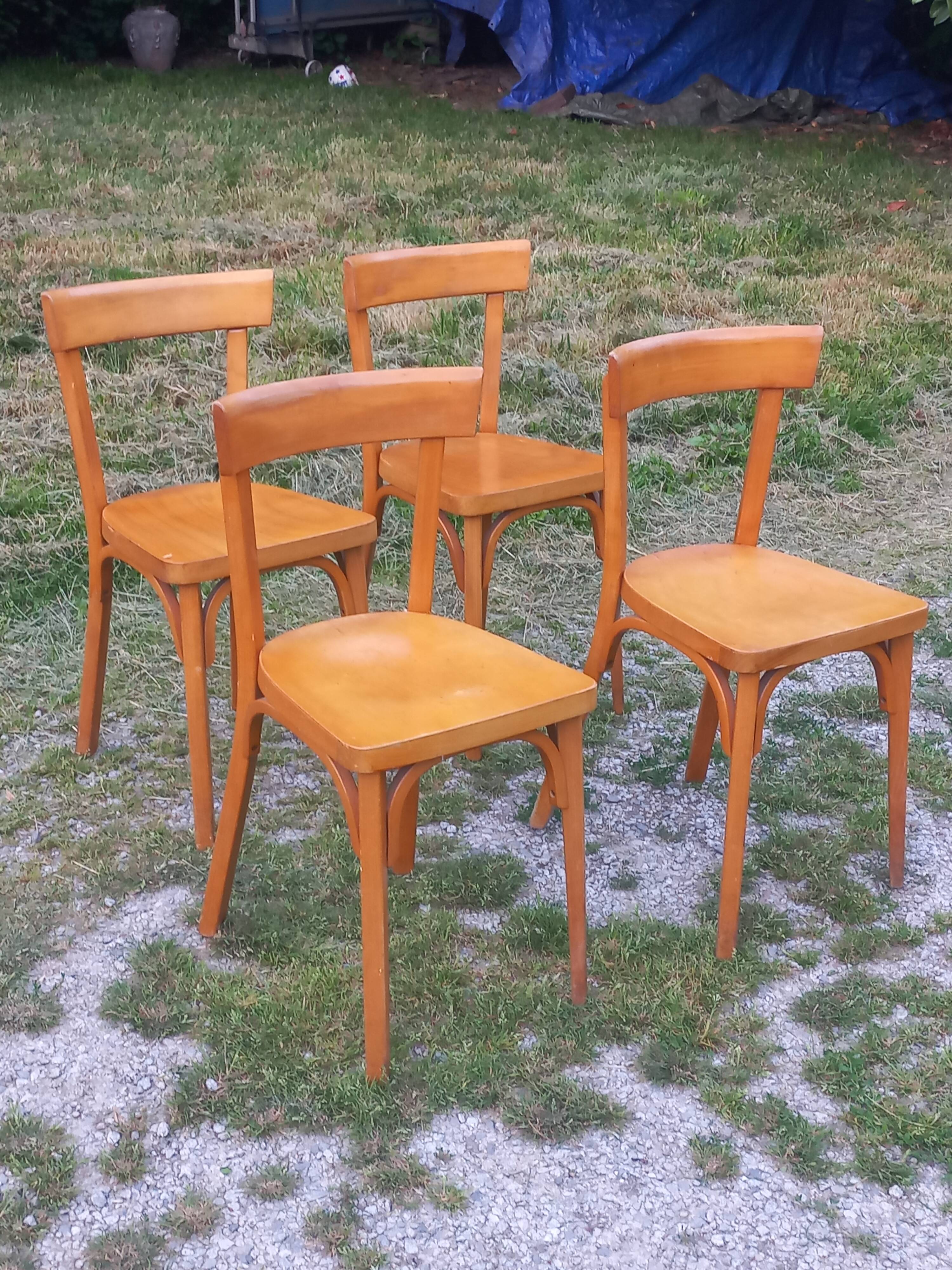 Set of 4 Baumann bistro chairs from the 1950s.