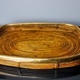 Rattan and brass tray, Italy, 1970