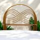 Rattan and leather headboard 140cm vintage 1970