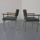 Vintage Square Tubular Rosewood and Steel Armchairs, Germany, 1960s, Set of 2