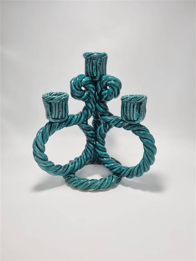 Wicker ceramic candle holder