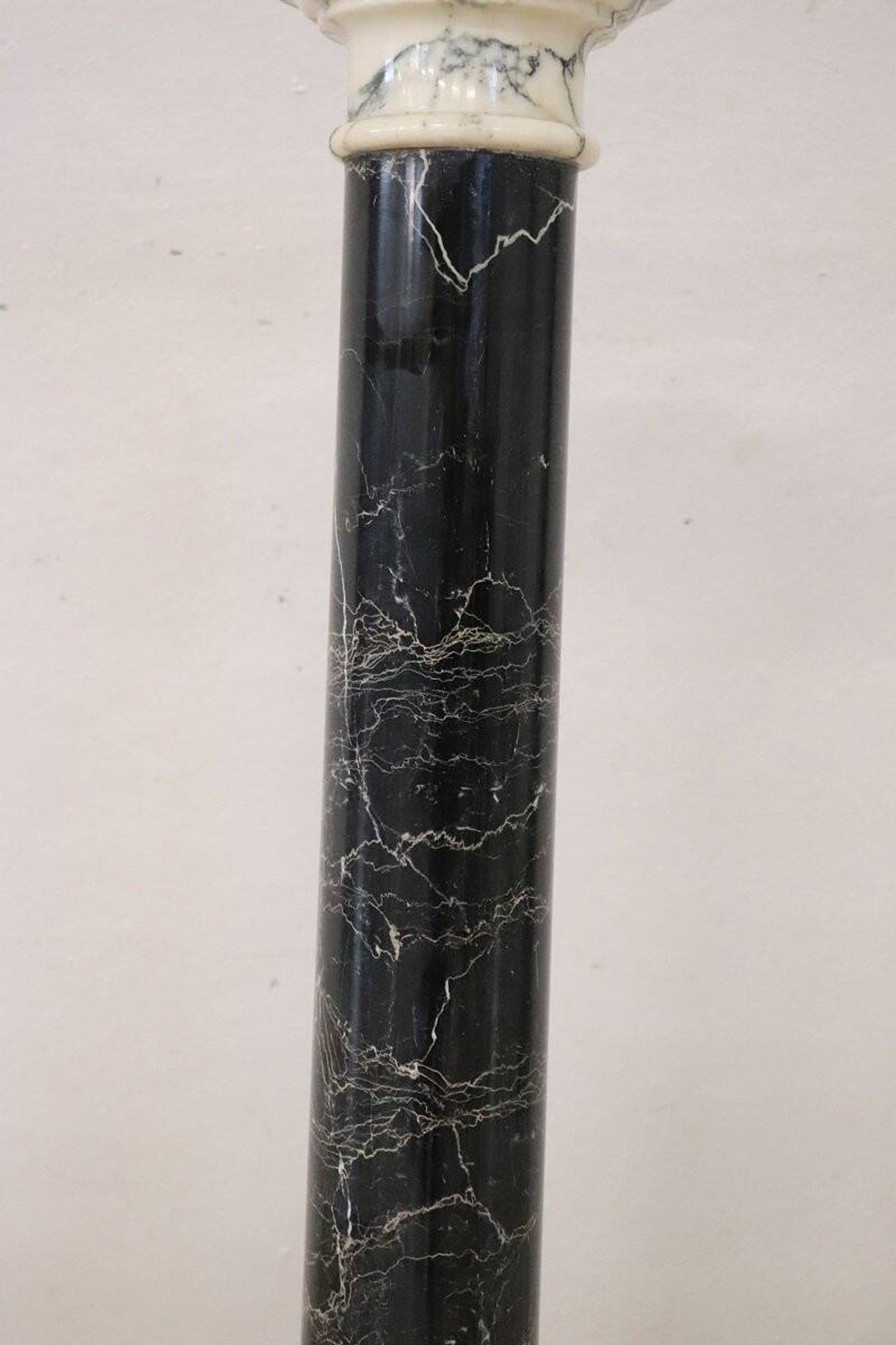 Antique black and white marble column, Italy, late 19th century