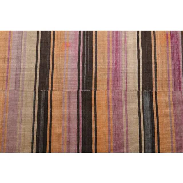 Vintage Turkish Hand-Knotted Wool Cotton Orange Kilim Runner Rug 127x391