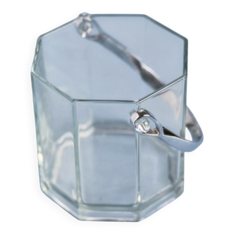 Seau à glace en verre et anse en métal, 1970