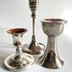 Vintage chrome metal candle holders