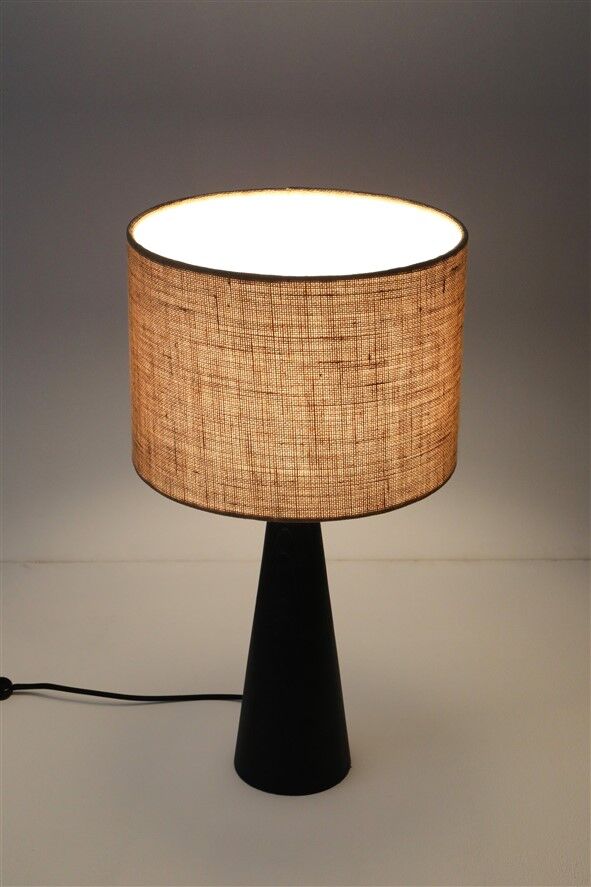 Rare black Theodor Skjøde Knudsen table lamp / Skjern / Mid-century Danish modern design / 1960s / 1970s