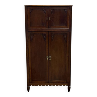 Buffet art déco en chêne - ancien meuble à tourne disque