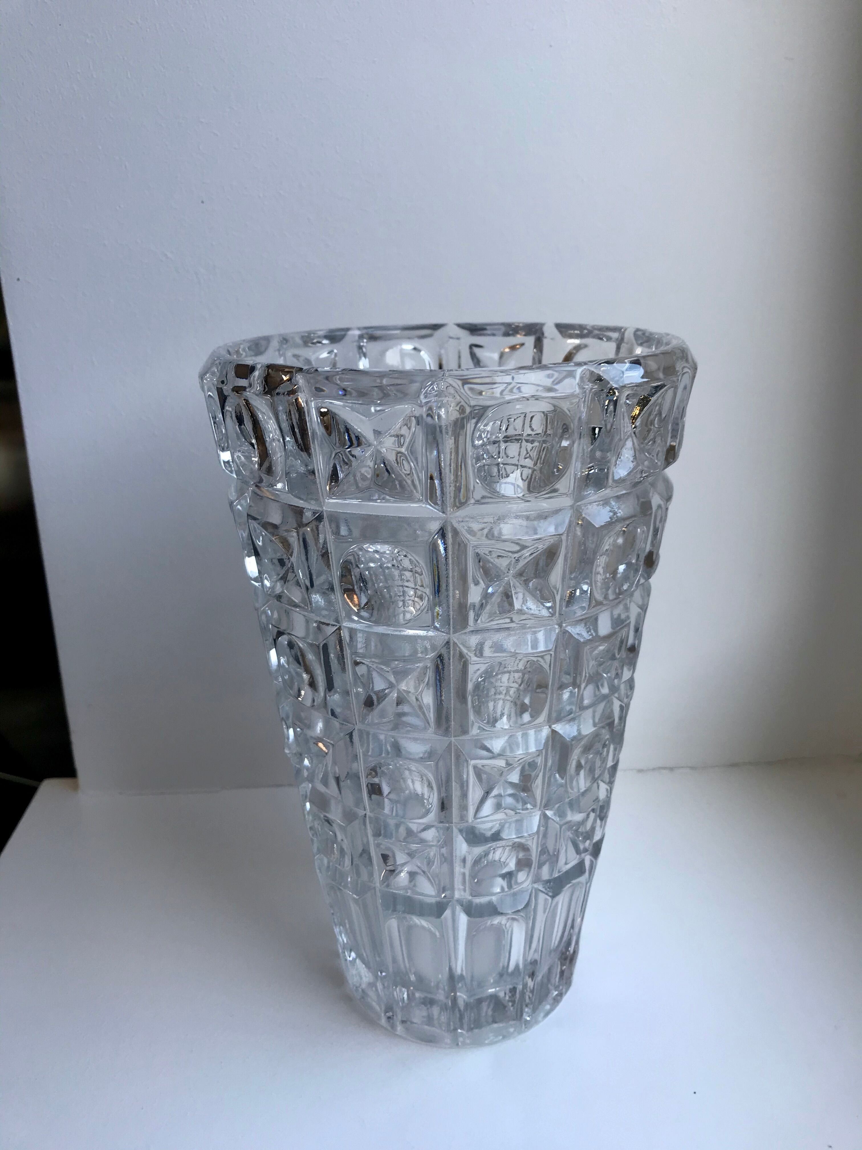 Crystal vase art deco style 60s
