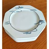 6 breakfast plates 'Hutschenreuther Germany' octagonal design 1980s