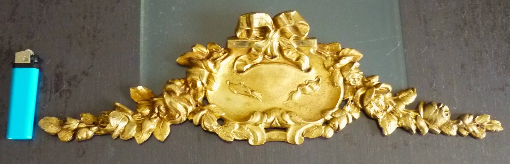 Fronton, bronze doré, ornement pour miroir, meuble, signé Jacquet Grelier