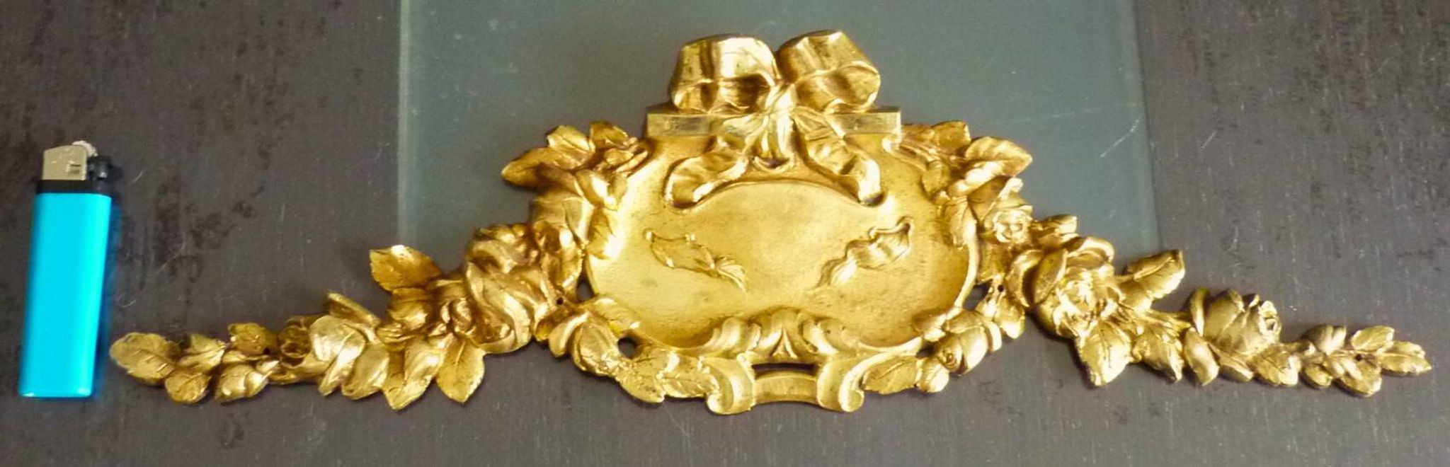 Pediment, gilded bronze, ornament for mirror, piece of furniture, signed Jacquet Grelier